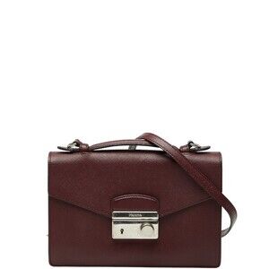 Prada handbag shoulder bag Bordeaux Purple Wine Red red Saffiano leather